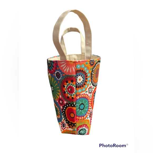 Unique small canvas bag. Multicolored. Approximate size is 7 1/2 H x 7 1/2” W - Picture 3 of 8